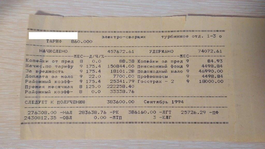 Зарплата того времени