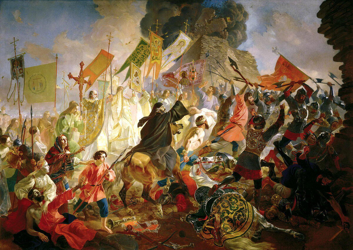 Карл Брюллов. "Осада польским королем Стефаном Баторием в 1581 году". 1843 г.