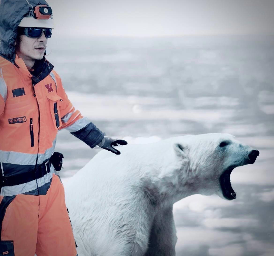 А я, как белый медведь, иду в белоснежную степь