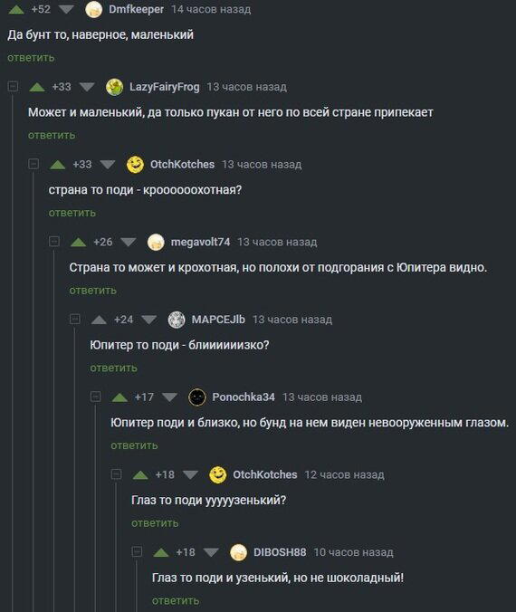 Скриншот комментариев к посту