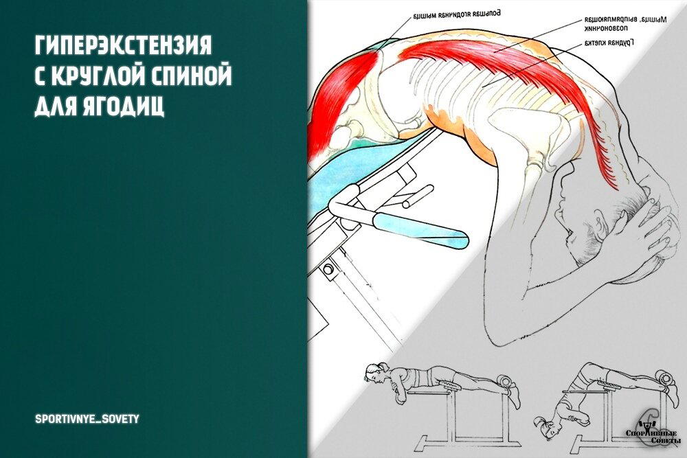 Гиперэкстензия с круглой спиной для ягодиц