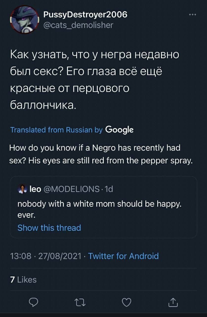 Афроамериканец написал в Twitter: "никто с белой мамой не должен быть счастлив". Русские поставили его на место