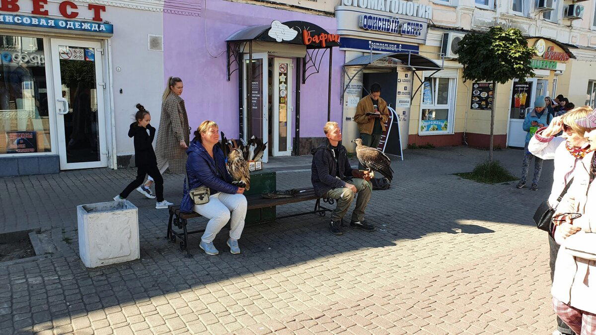 Очень добрые лица. Ищу людей с птицами на фотографии