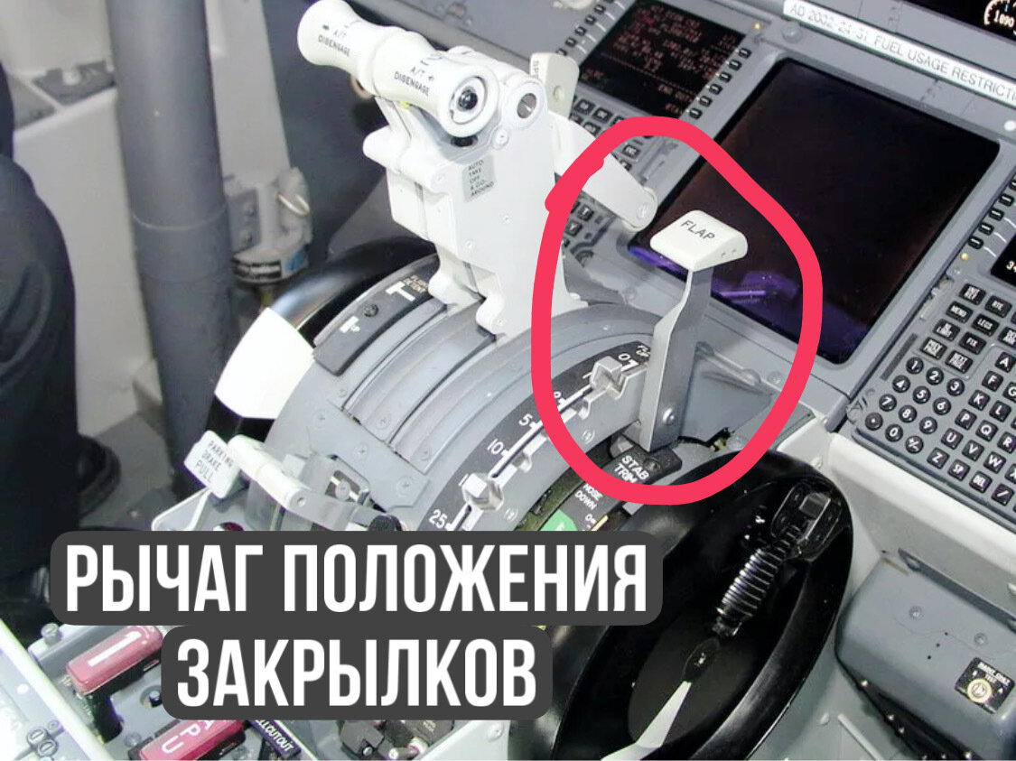 Рычаг закрылков Boeing, у Airbus другой.