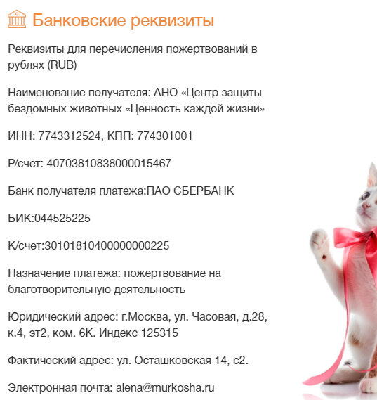 Пожертвование денег на котий приют от пикабушников