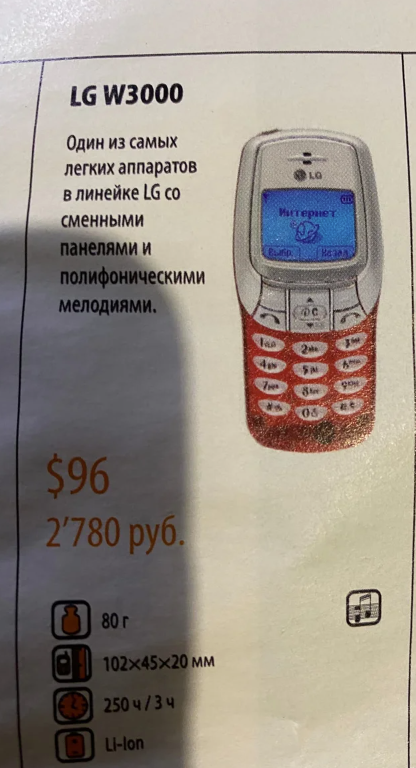 Попался каталог из начала 2000-х с сотовыми телефонами. О многих моделях, я тогда мог только мечтать