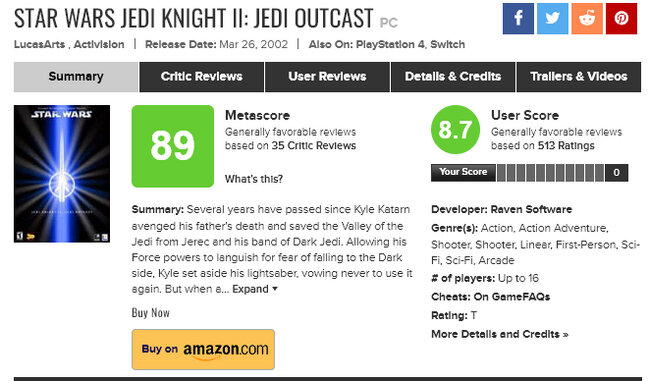 Ностальгические игры: Star Wars Jedi Knight II Jedi Outcast
