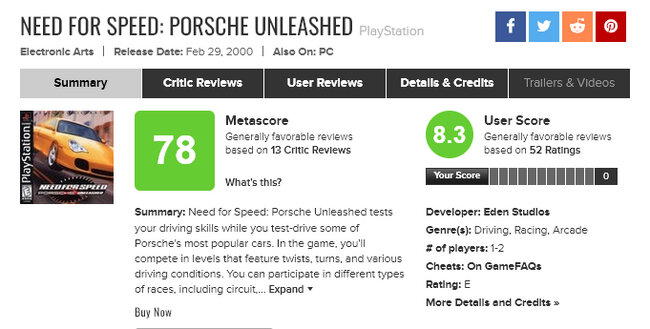 Ностальгические игры: Need for Speed Porsche Unleashed