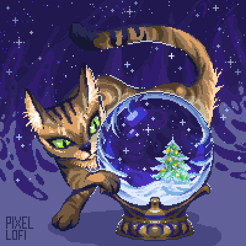 Кошка и снежный шар
