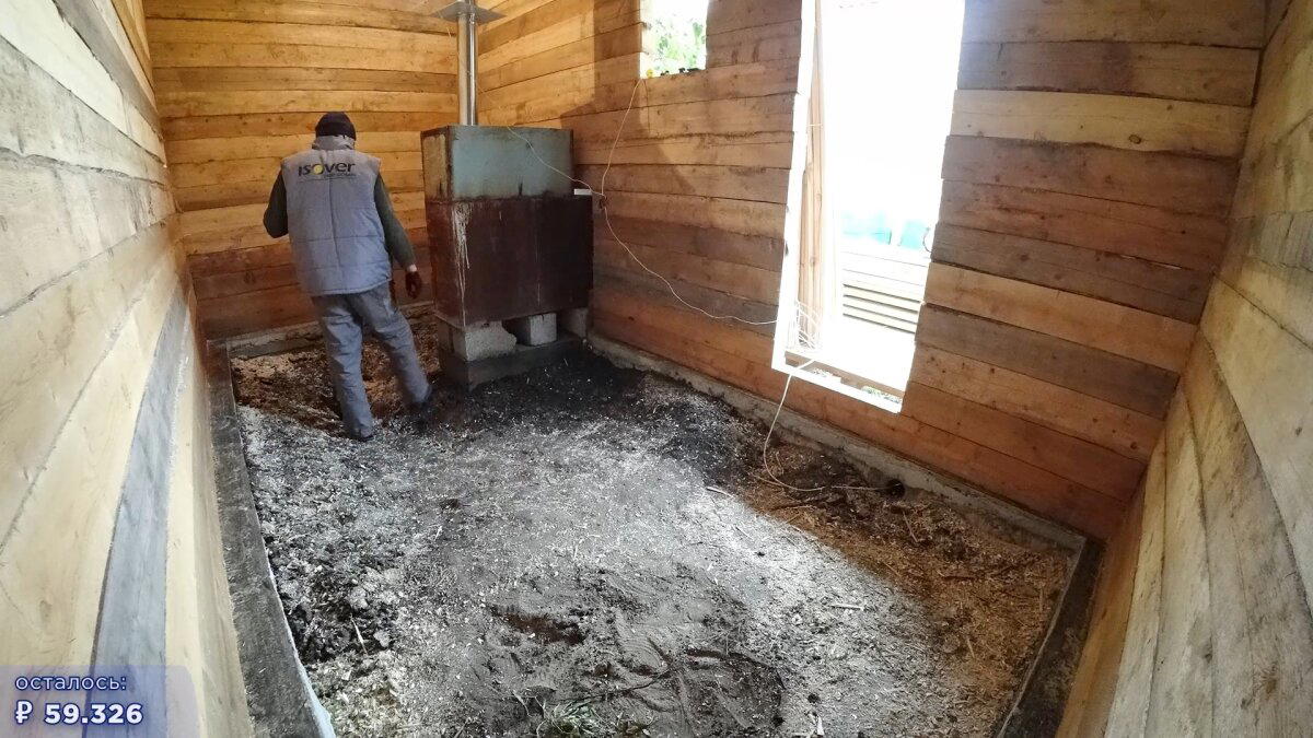 17 день. Деревянные полы. Слив воды (Строительство бани)