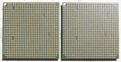 Слева процессор на Socket 939, справа на Socket АМ2