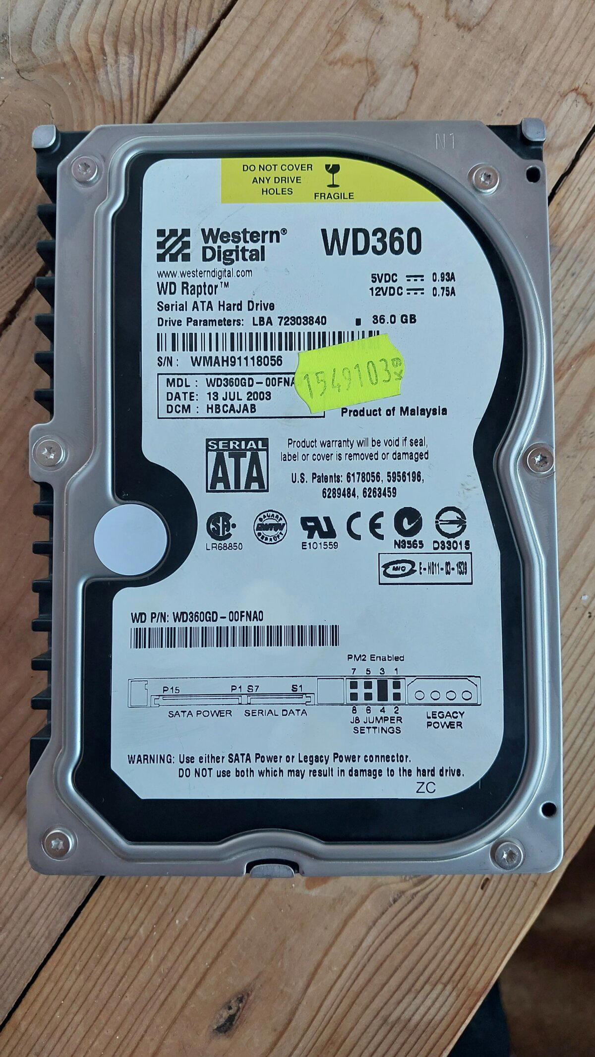 Первые диски Western Digital Raptor WD360