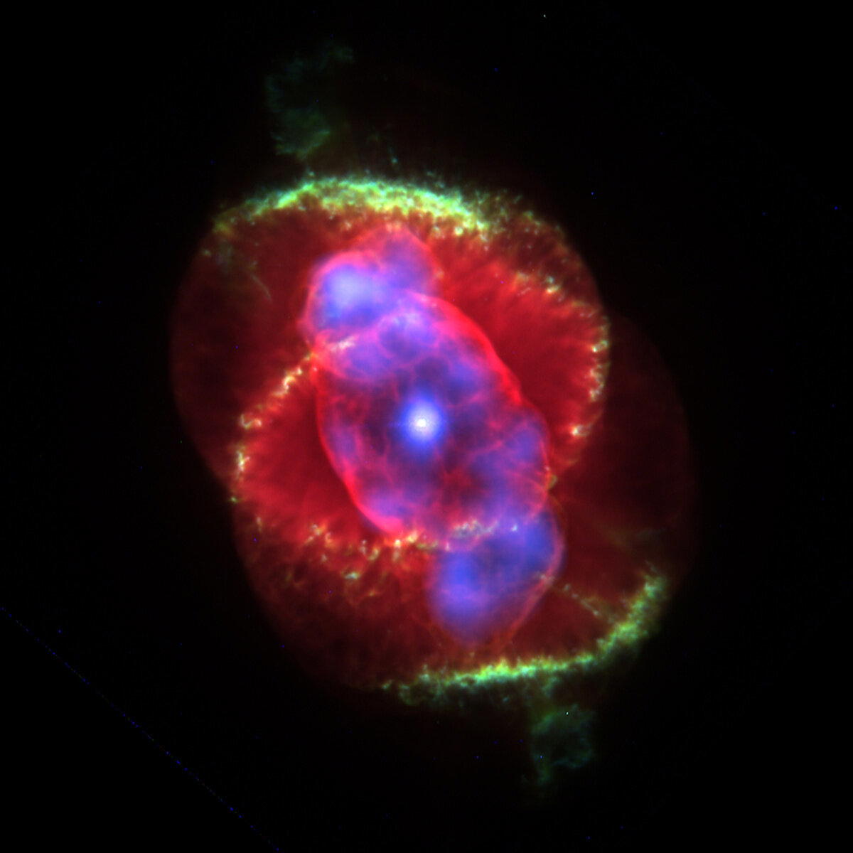 Составное изображение планетарной туманности Кошачий Глаз (NGC 6543) / © J.P. Harrington and K.J. Borkowski (University of Maryland), NASA