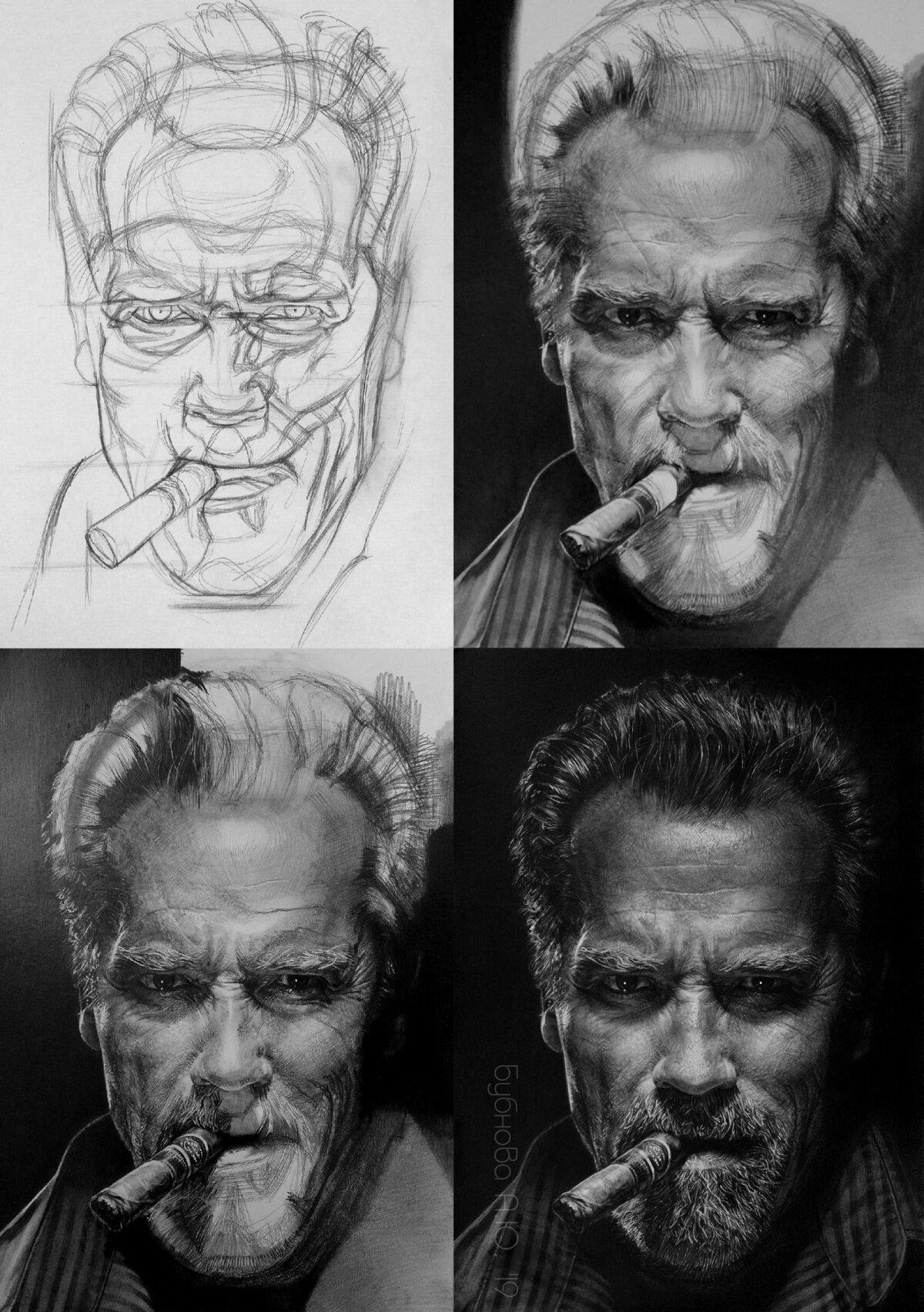 Рисунок карандашом. Арнольд Шварценеггер