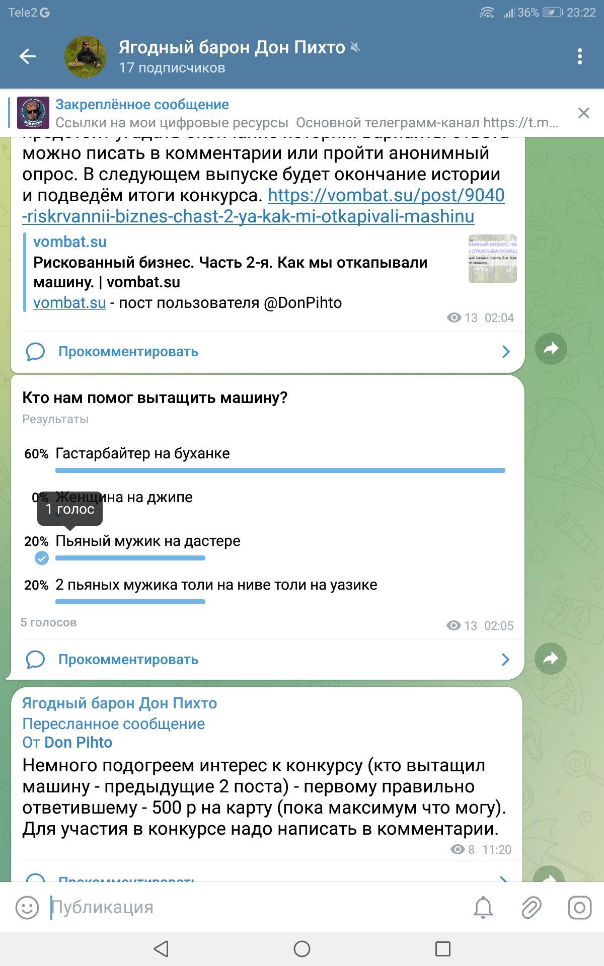 Результаты опроса в первой телеги 