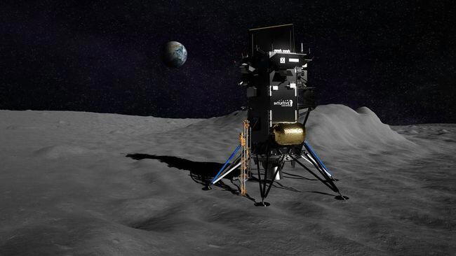 Иллюстрация частного лунного посадочного аппарата Nova-C Intuitive Machines с экспериментом NASA по добыче PRIME-1. Источник: Intuitive Machines
