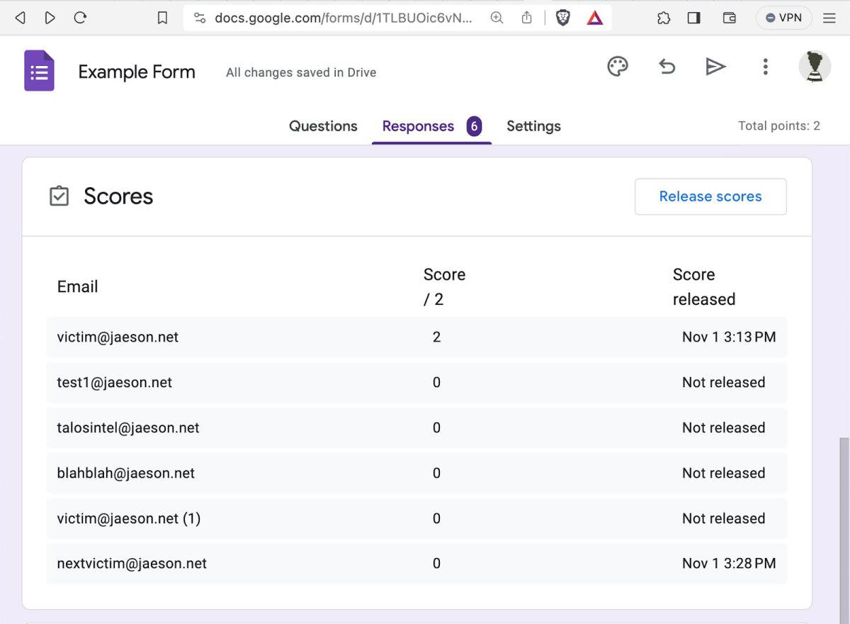 Через викторины в Google Forms рассылают спам