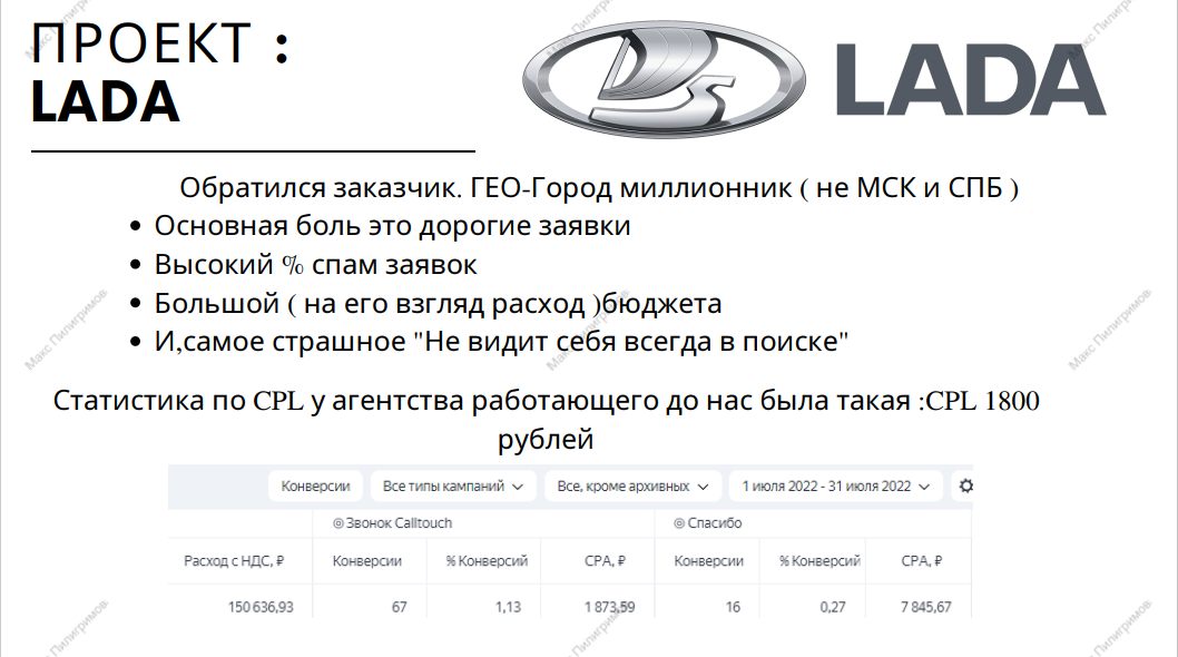 Кейс: Заявки для автодилера LADA