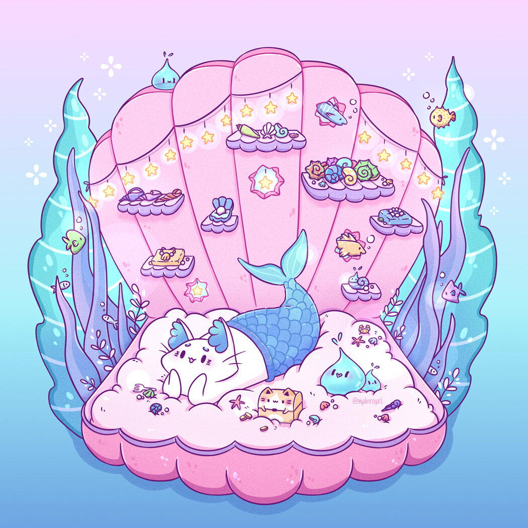 Скоро май, начинаю морально готовиться порисовать кусалочек на mermay :) А еще посмотрите внутри: моя подруга сделала кото-сундучок с рисунка!