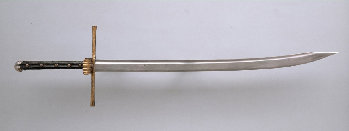 Австрийский Kriegmesser «боевой нож» с позолотой на рукояти, 1490 г.