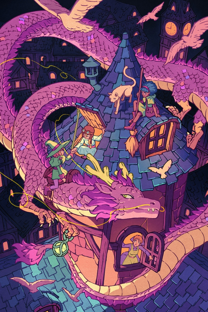 Волшебницы и драконы художника Kevin Hong