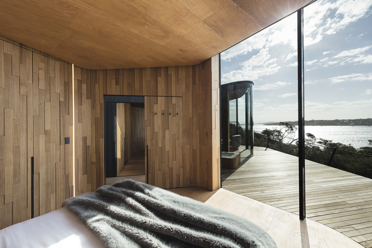 Freycinet Lodge Pavilions - волнообразные домики на скальном берегу Тасмании, Австралия
