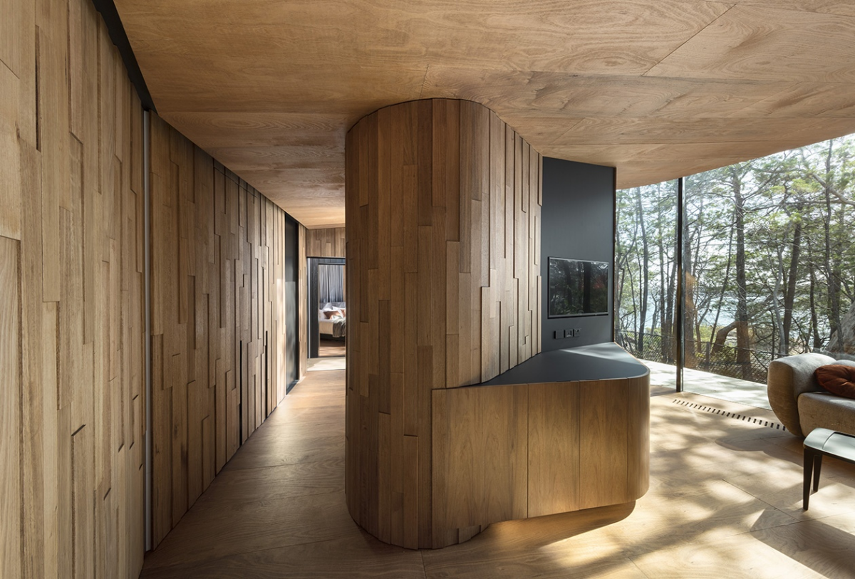 Freycinet Lodge Pavilions - волнообразные домики на скальном берегу Тасмании, Австралия