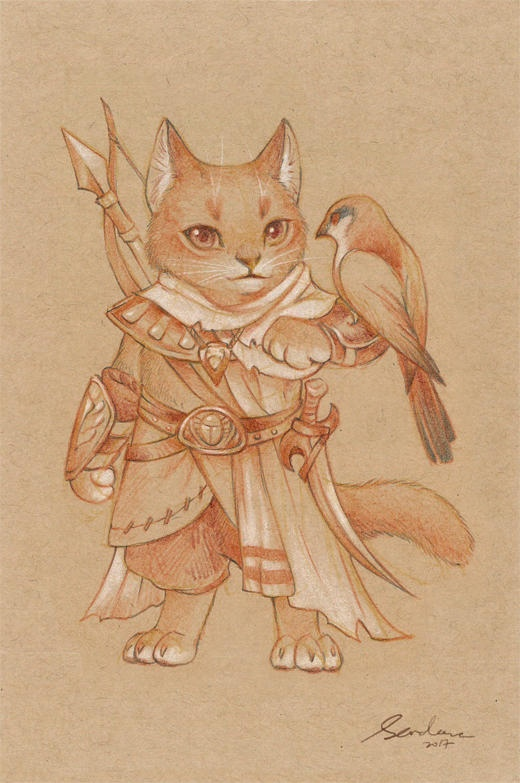 Много милых котэ от художника Sandara. Похожи на фан-арт по Monster Hunter