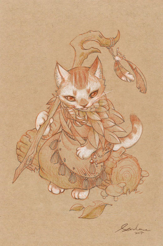 Много милых котэ от художника Sandara. Похожи на фан-арт по Monster Hunter
