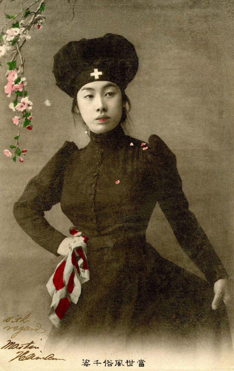 Японская медсестра времен русско-японской войны, 1904-1905 годы.
