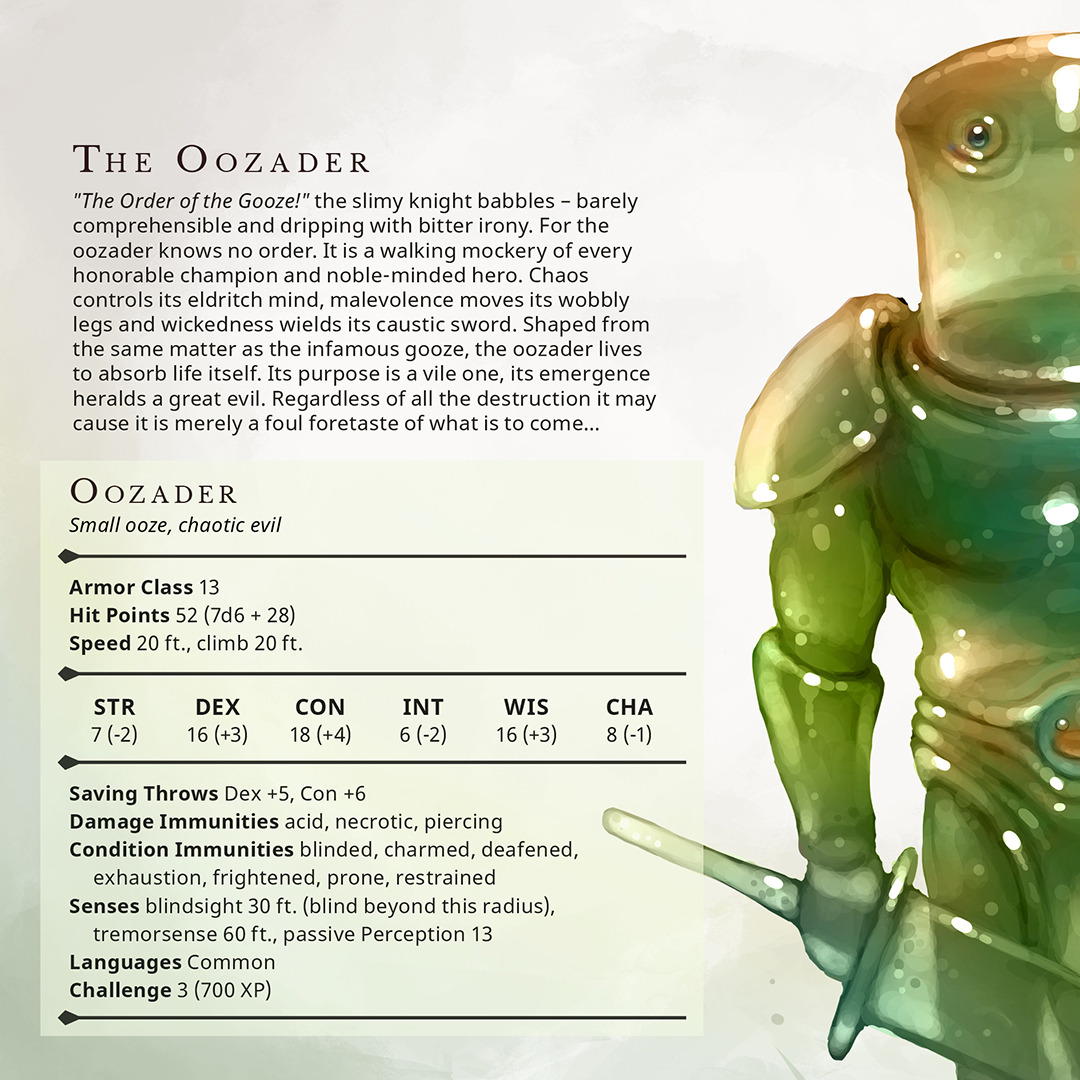 Oozader – Мелкая слизь, хаотичное зло, монстр от the-fluffy-folio