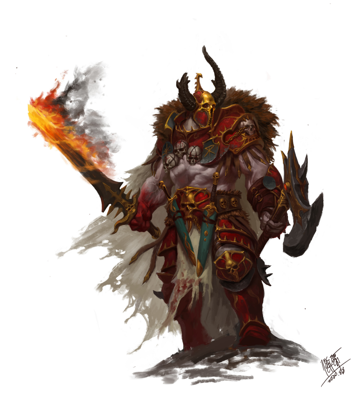 Воины Хаоса вселенной Warhammer Fantasy от художника NI Yipeng