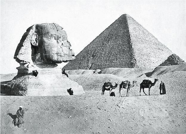 Сфинкс и пирамида в Гизе, Египет, фотография 1882 г.