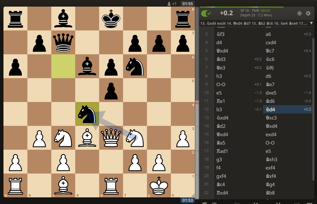 Vova_yadro(1146) - sumat777(2268) Позиция после 12. ... Кd4?