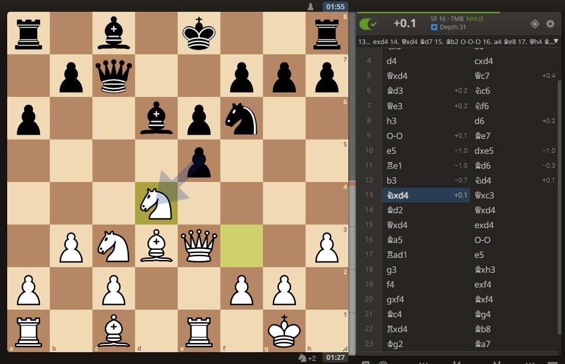Vova_yadro(1146) - sumat777(2268) Позиция после 13. К:d4