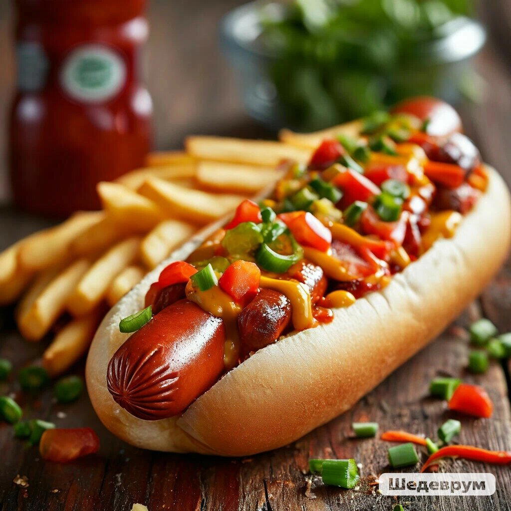 Хот-дог, приготовленный в шедевруме.