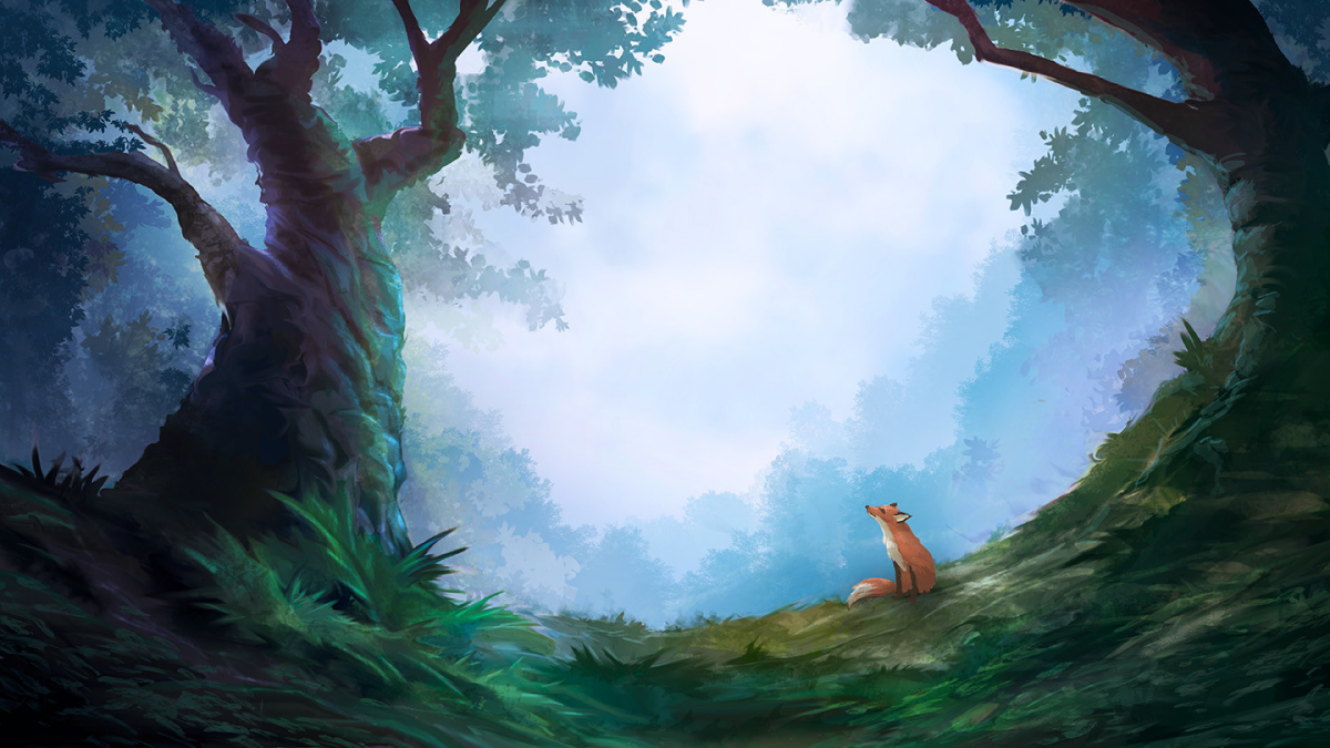 Милая лисичка в лесном пейзаже Matt Forsyth