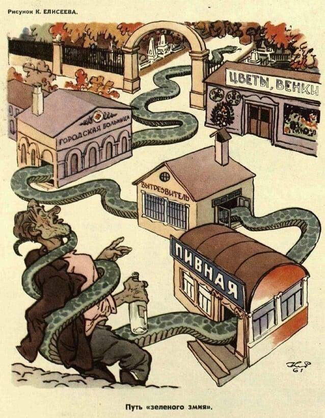 Путь "зеленого змия". "Крокодил", СССР, 1961 год.