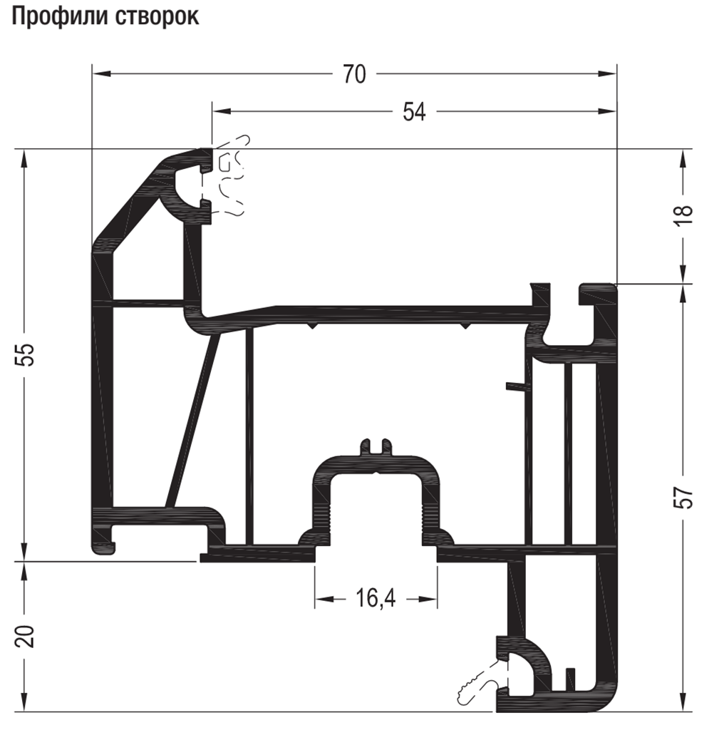 Профиль оконной створки.