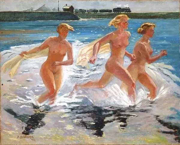 Купальщицы<div>Александр Александрович Дейнека</div><div> • Живопись, 1941, 65×79 см</div><div><br></div><div><br></div>