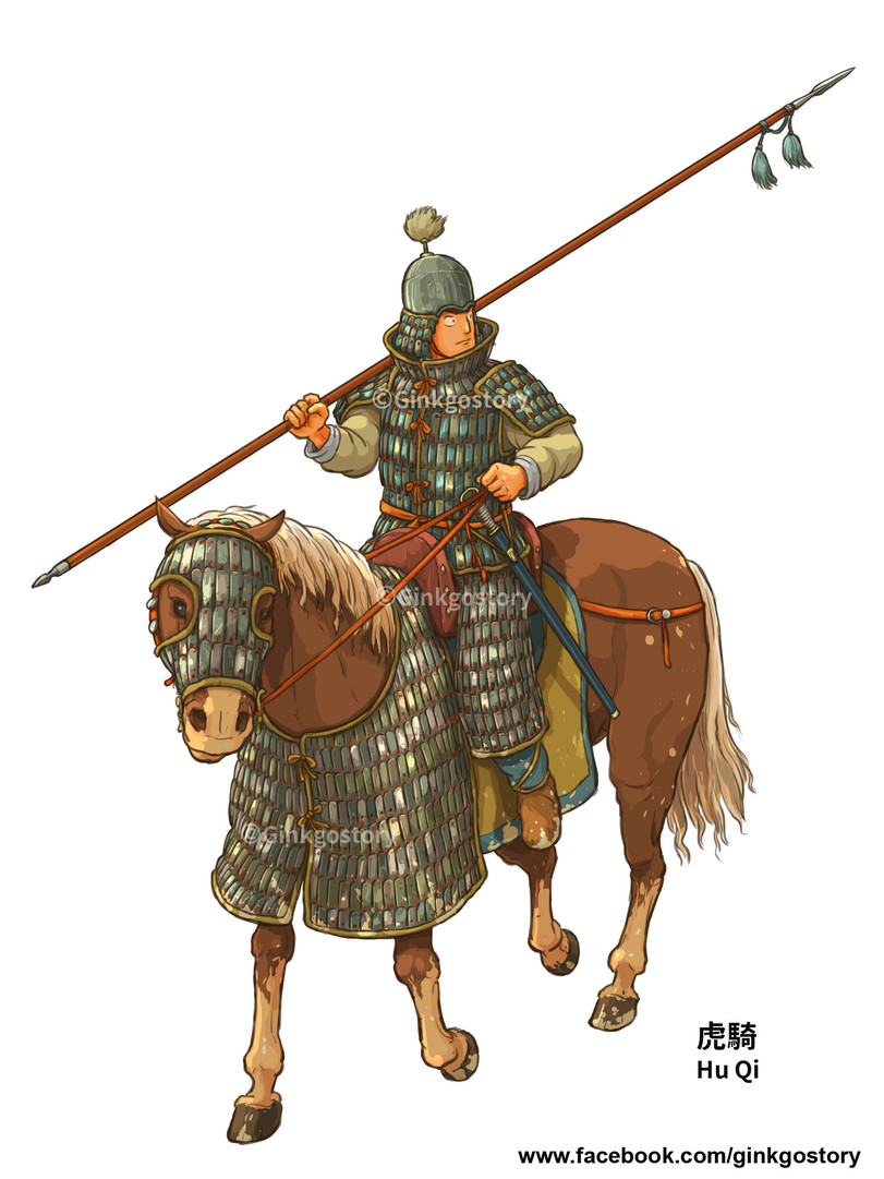 Еще немного воинов эпохи Троецарствия. Художник Ginkgo Story рисует в аниме-стиле, но с большим вниманием к деталям