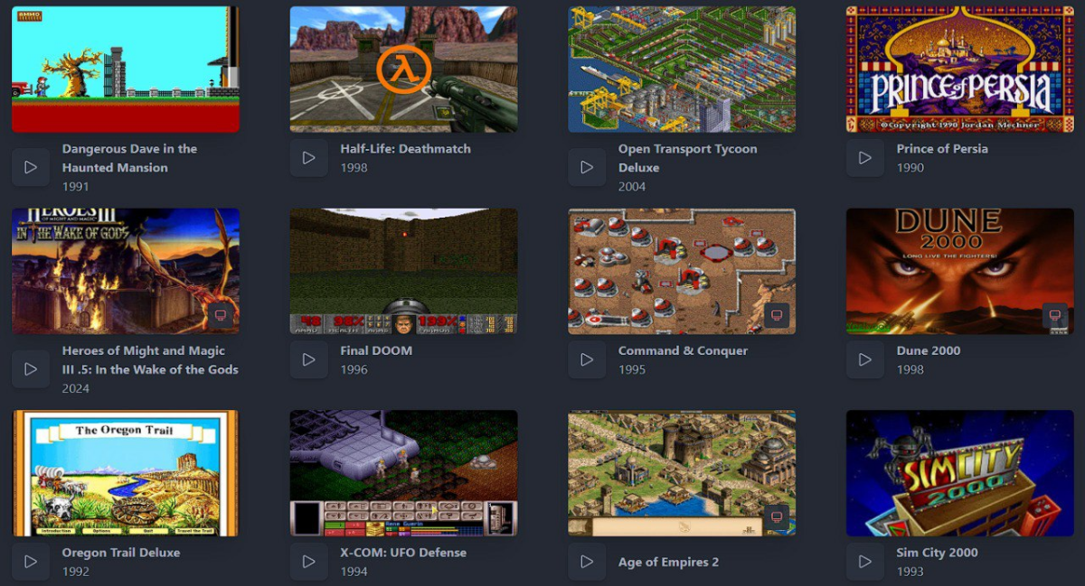 Игры, доступные на платформе