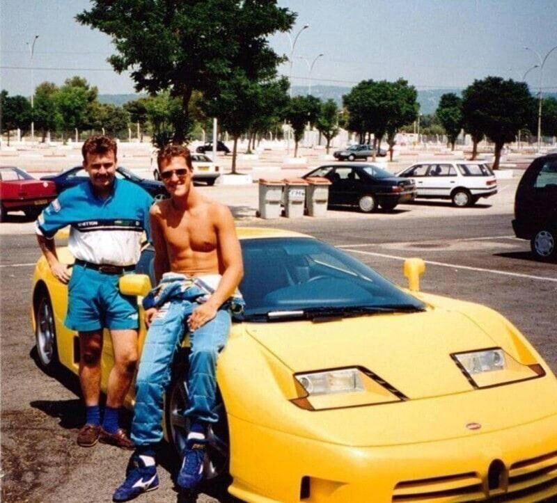 Михаэль Шумахер со своим Bugatti, 1991 год