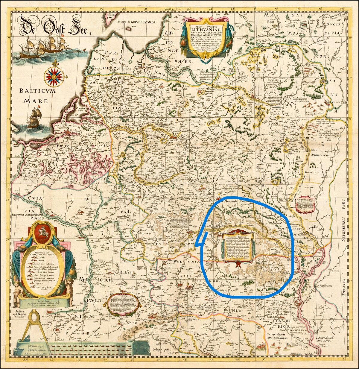 Карта Великого Княжества Литовского 1613 года. Полесье выделено :)
