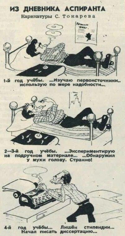 Из дневника аспиранта. Карикатура 1953 года.