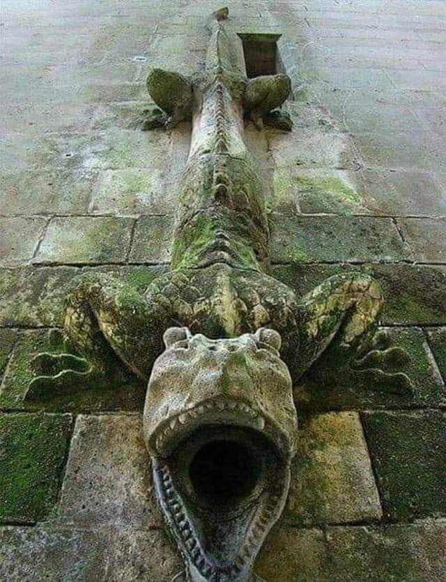 Водосточная труба в Шато-де-Пьерфон (Château de Pierrefonds) замок XII в. во Франции.