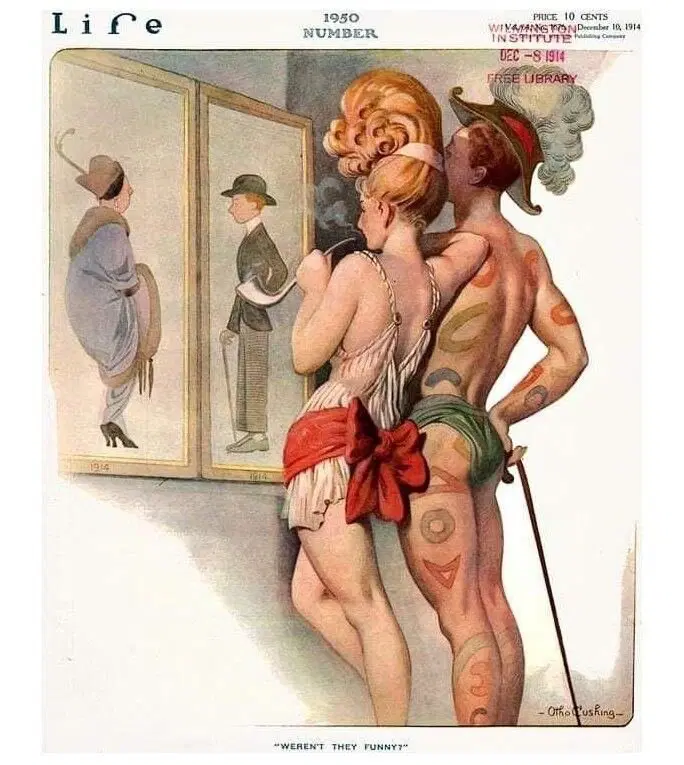 Обложка журнала Life 1914 года, как мы будем одеваться в 1950 г. и смотреть на 1914 г.