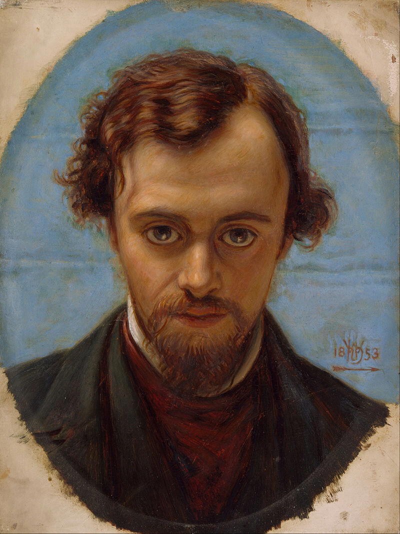 У. Х. Хант. Портрет Россетти в возрасте двадцати двух лет. 1853. Дерево, масло. Художественная галерея, Бирмингем, Англия<br>Статейка про него: https://ru.wikipedia.org/wiki/%D0%A0%D0%BE%D1%81%D1%81%D0%B5%D1%82%D1%82%D0%B8,_%D0%94%D0%B0%D0%BD%D1%82%D0%B5_%D0%93%D0%B0%D0%B1%D1%80%D0%B8%D1%8D%D0%BB%D1%8C