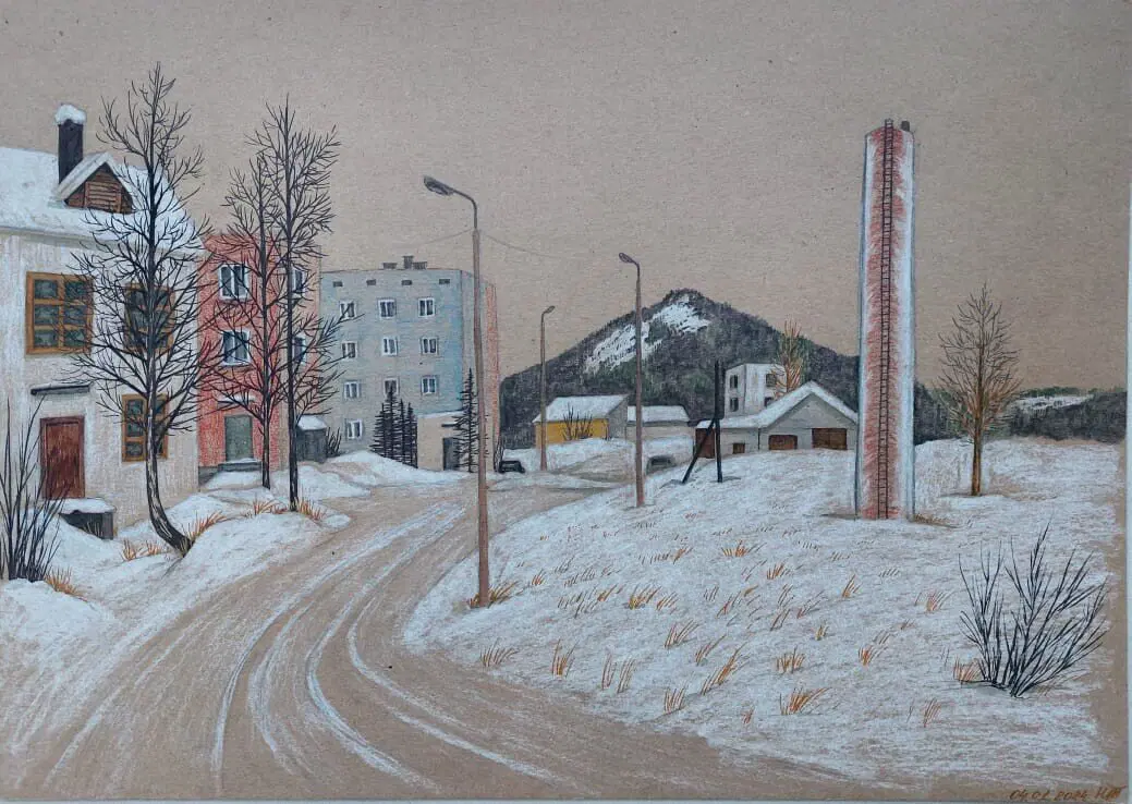 Теперь уже точно не "ночная" версия. Крафтовая бумага, белила, фломастеры.