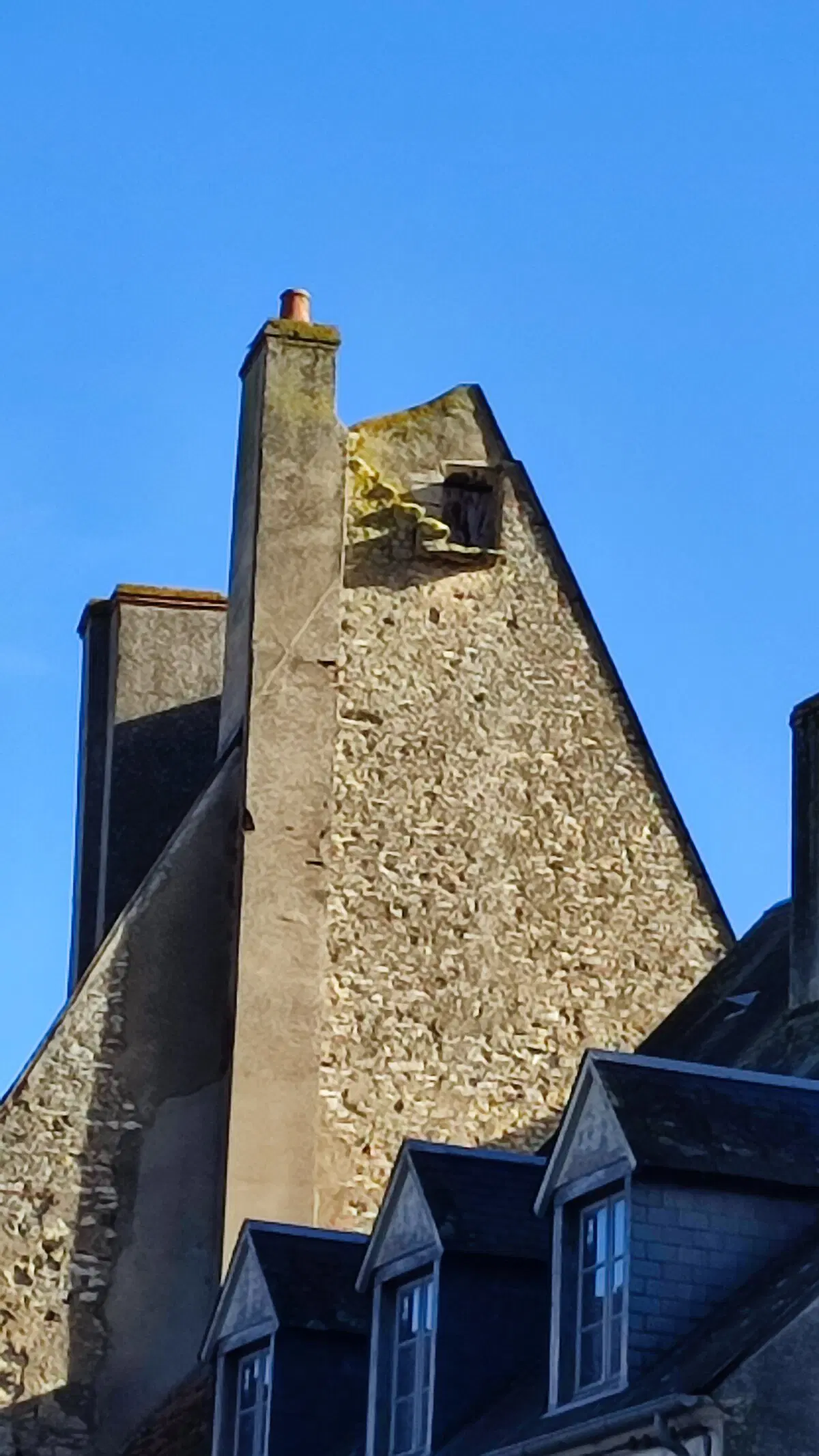 На крыше дверца и лесенка чистить трубу.